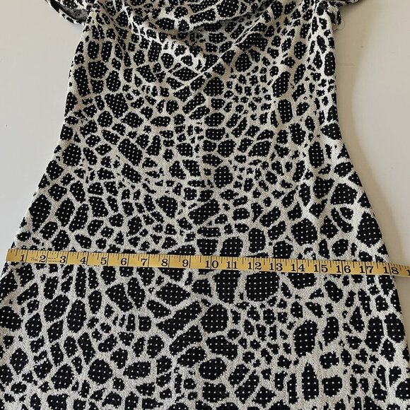 ST JOHN Evening Santana Knit Cocktail Dress Metallic Shimmer Studs Black White 4 - Picture 16 of 16